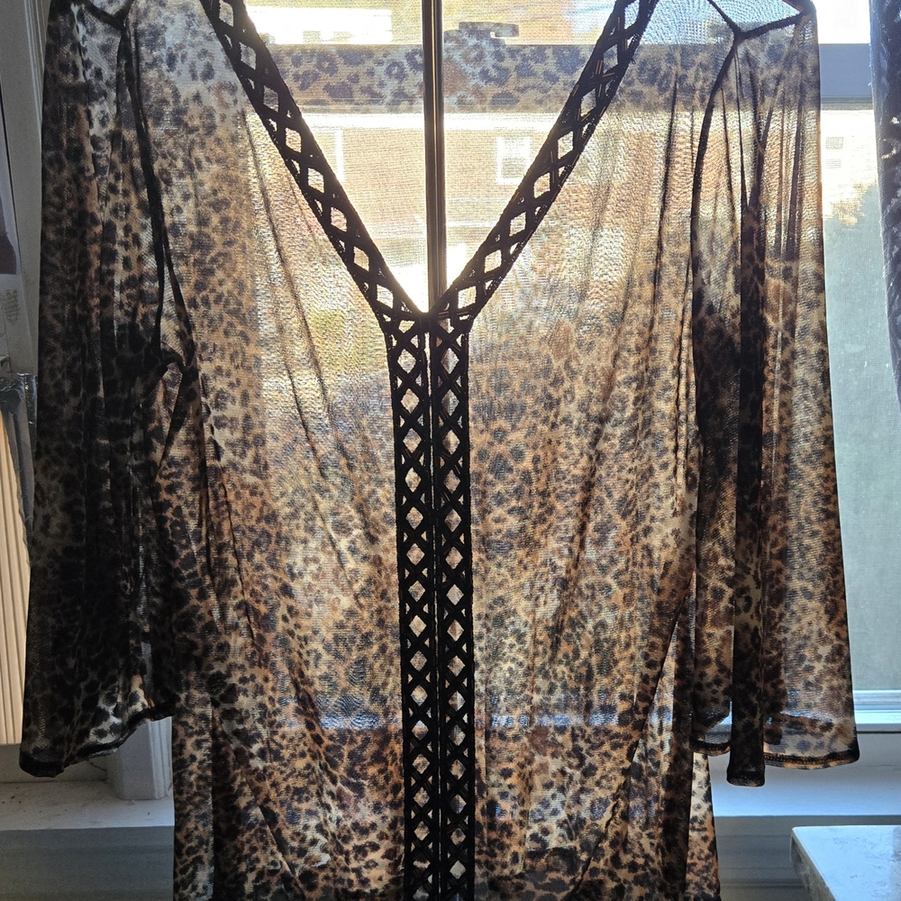 Alfani Leopard Print Sheer Tunic
